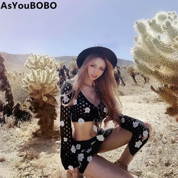 

2020 vintage handmade uf style floral pattern embroidery crop top and mini skirts women sets YQ-1117