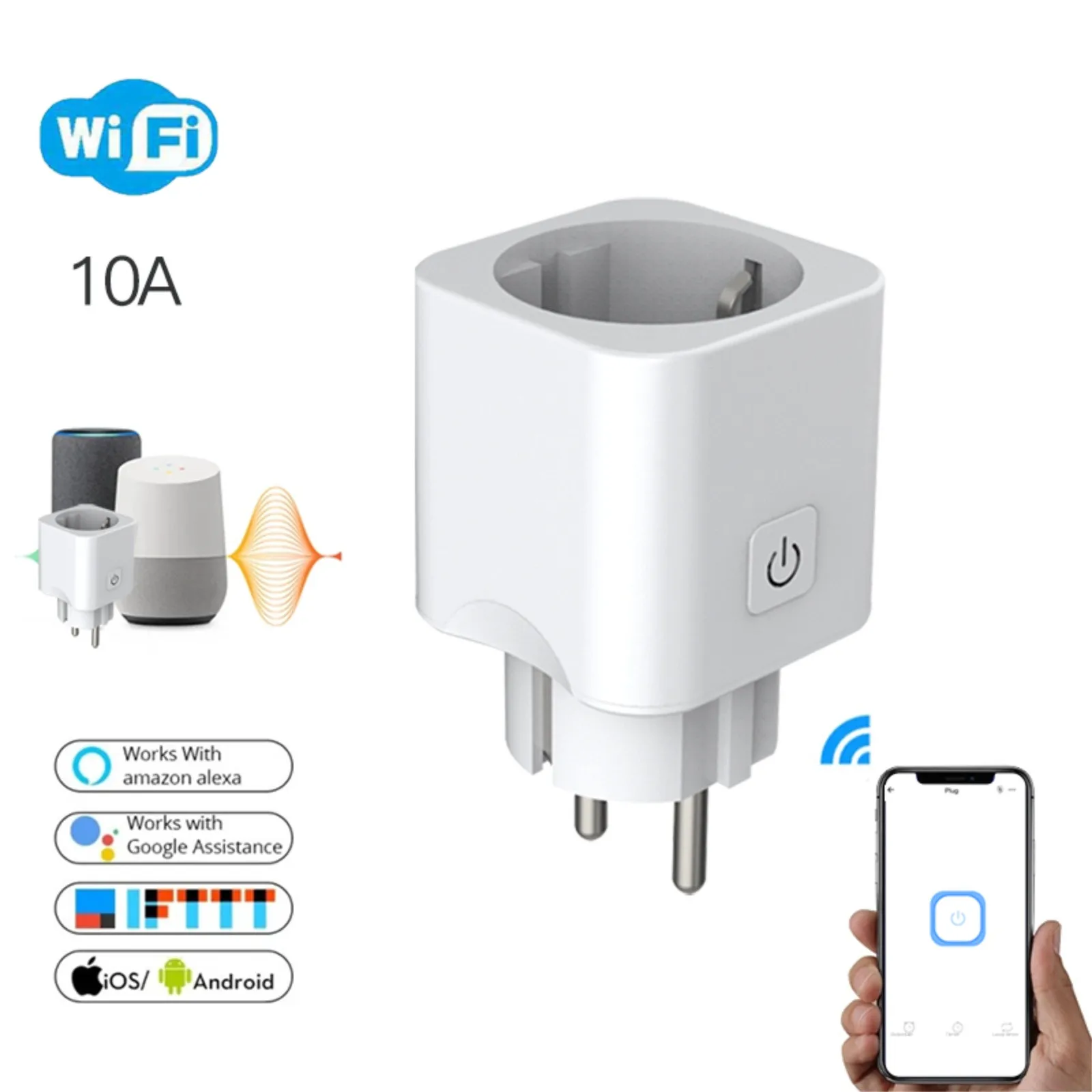 Смарт-розетка с голосовым управлением Wi-Fi евровилка | Электроника