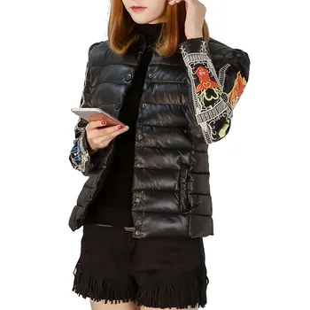 

Autumn Winter Women Light Down Cotton Parkas Plus Size Short Jacket Women Slim Solid Color Stand Collar Long Sleeve Button Coat