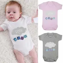 Barboteuse Triangle à manches courtes pour bébé fille, combinaison imprimée numérique, nuage doux, J7X7, 2021 