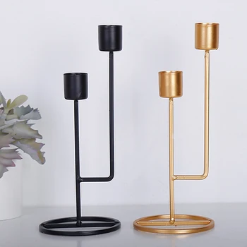

Double Slots Concise and Vogue Golden Candlestick Candelabra for Wedding Party Dinner Christmas Decoration Candle Holders