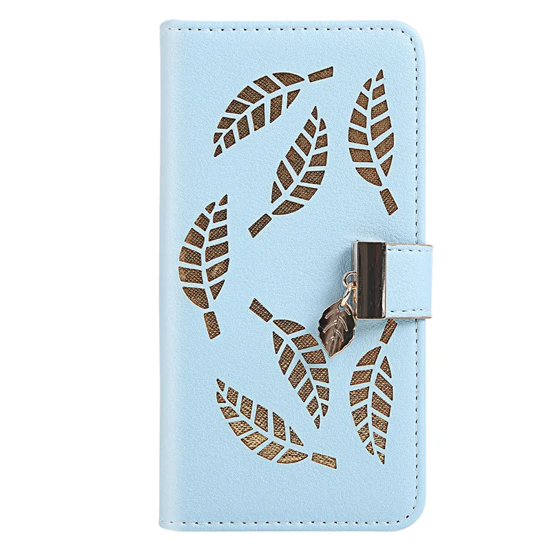 Sky Blue Для Apple iPhone X XS откидная крышка Подставка бумажник из искусственной кожи чехол для iPhone XR/XS Max с отделениями для карт выдалбливают Золотые листья - Цвет: Sky Blue