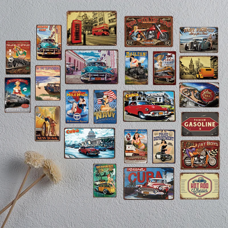 

Route Motorcycle Vintage Plaque Painting Metal Wall Garage Bar Home Art Craft Decor Cuadros 30X20CM DU-2311A