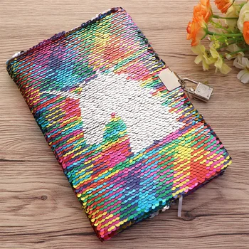 

Colorful Unicorn Notebook Sequin Secret Diary with Lock Reversible Notebook Private Journal Magic Travel Journal Gift for Adults