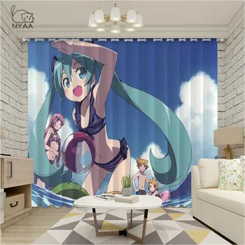 

Hatsune Miku Figure Blackout Curtains Room Design Curtains In The Living Room Japanese Curtains For The Kitchen Micro-Shading