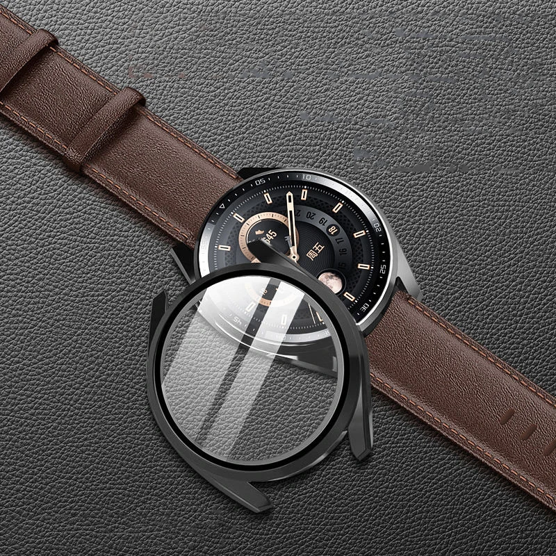 Durable Protective Case with Tempered Glass Screen Protector for Huawei Watch GT3 – All-Around Coverage