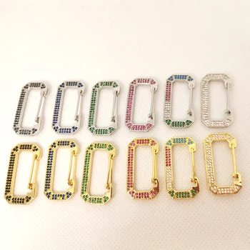 

1 Piece Geometric Dangle Earrings Accessory Women Earring Rainbow CZ Jewelry Drop Hoop Rectangle Statement 2020 Wholesale