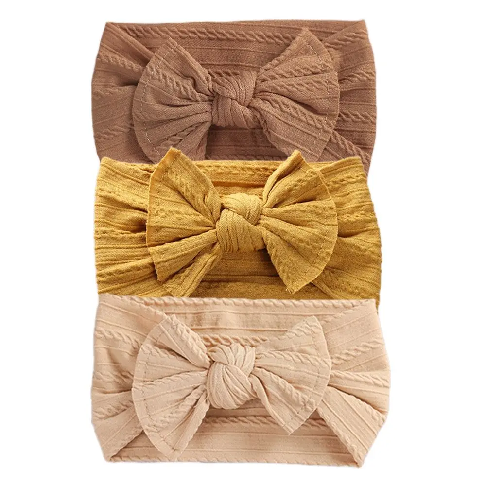 3Pcs/Lot Baby Headband Sets Bow Baby Girl Nylon Headbands Twist Cable Soft Knot Turban Kids Headwear Baby Accessories Haarband