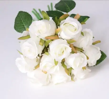YO CHO Свадебный букет розы Искусственные Свадебные букеты свадебные аксессуары для подружек невесты Цветы Свадебные принадлежности свадебный букет - Цвет: 12 pieces white