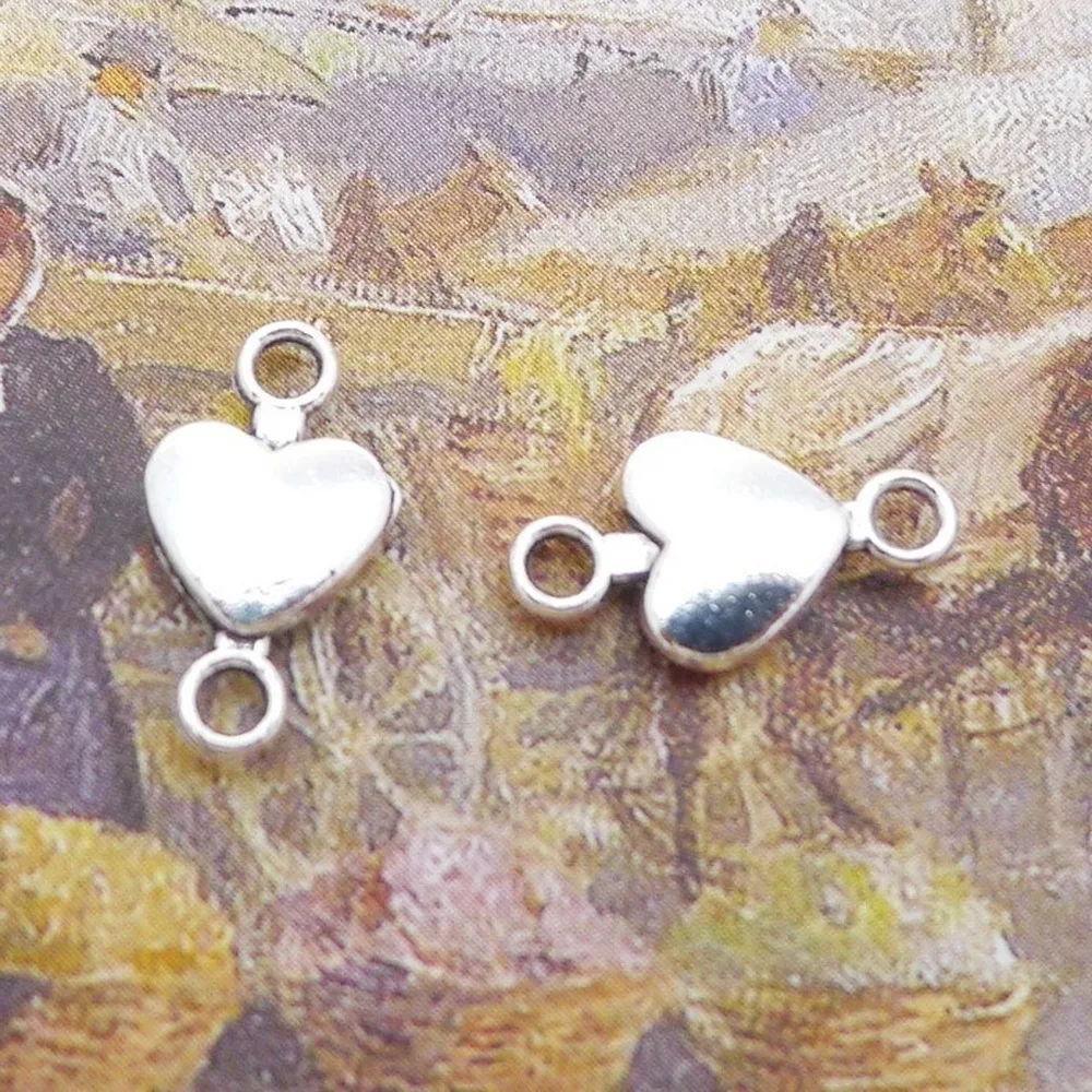 300pcs Heart Charms 15mm x 9mm DIY Jewelry Making Pendant antique silver color | Украшения и аксессуары