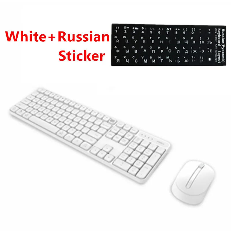 W and Russia Sticker Xiaomi MIIIW беспроводной комплект офисной клавиатуры и мыши 104 клавиш 2,4 ГГц Windows PC MAC совместимые беспроводные портативные клавиатуры - Цвет: W and Russia Sticker