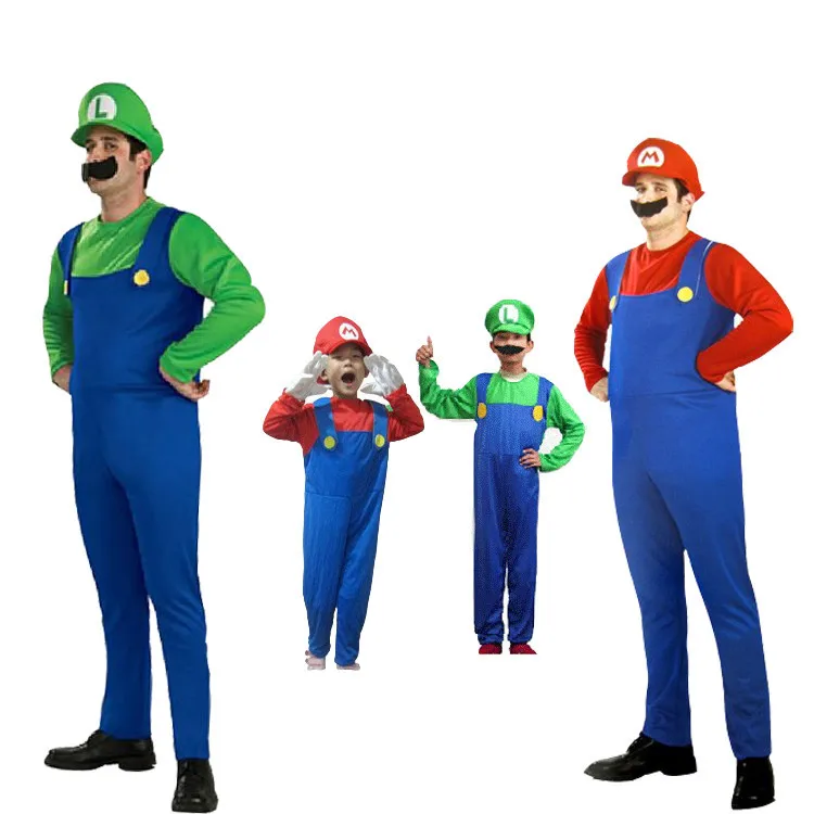 Для взрослых и детей костюм для косплея Super Mario Bros Детские вечерние костюмы на