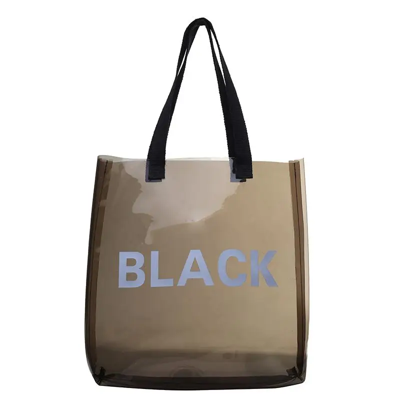 Black ПВХ прозрачная сумка через плечо женская летняя желеобразная пляжная сумка женская маленькая Повседневная Большая сумка для покупок для женщин - Цвет: Black