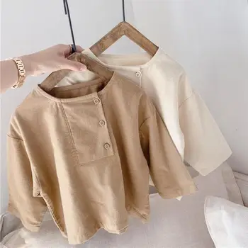 

2020 Baby Girl Blouse Autumn Girls Long Sleeve Tops Basic Blouse Kids Cotton Soft Shirt Child Tops