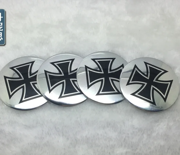 

4pcs Aluminum Maltese Cross 1813 Wheel Center Hub Cap Badge Emblems Sticker 56mm