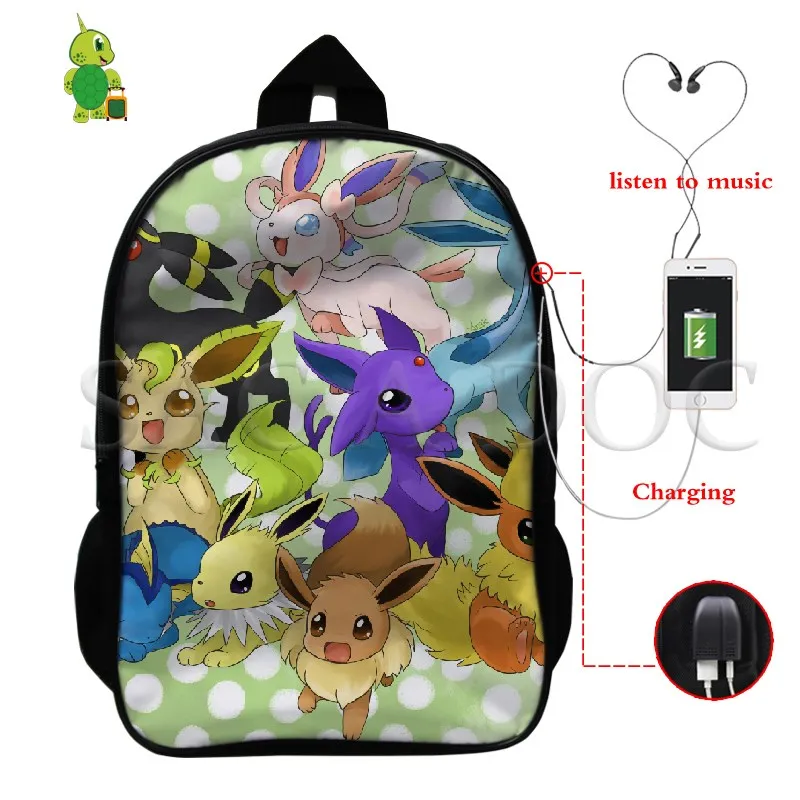 7 Крутой Многофункциональный рюкзак Pokemon Pikachu Gengar, USB зарядка, рюкзак для ноутбука для подростков, женщин, мужчин, школьные дорожные сумки - Цвет: 7