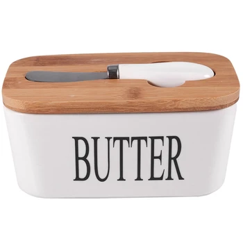 

Ceramic Butter Dish with Lid, Butter Keeper Container with Butter Knife Food Storage Candy Box Baking Dish B S