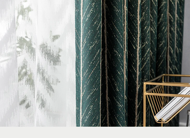 nordic verde escuro fishbone listrado jacquard engrossado cortinas blackout para sala de estar quarto bay janela personalização