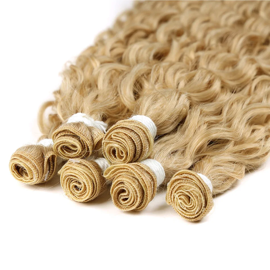 Hair Extensions BOL Curly Organic Hair Extensions 32Inch Long Synthetic Bundles Ombre Blonde For Women