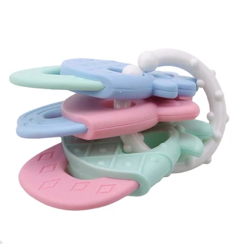 

Soft Keys Ring Toddler Molar Teeth Pain Relief Tool Kids Grasp Safety Teether Educational Toy Baby Shower Gift