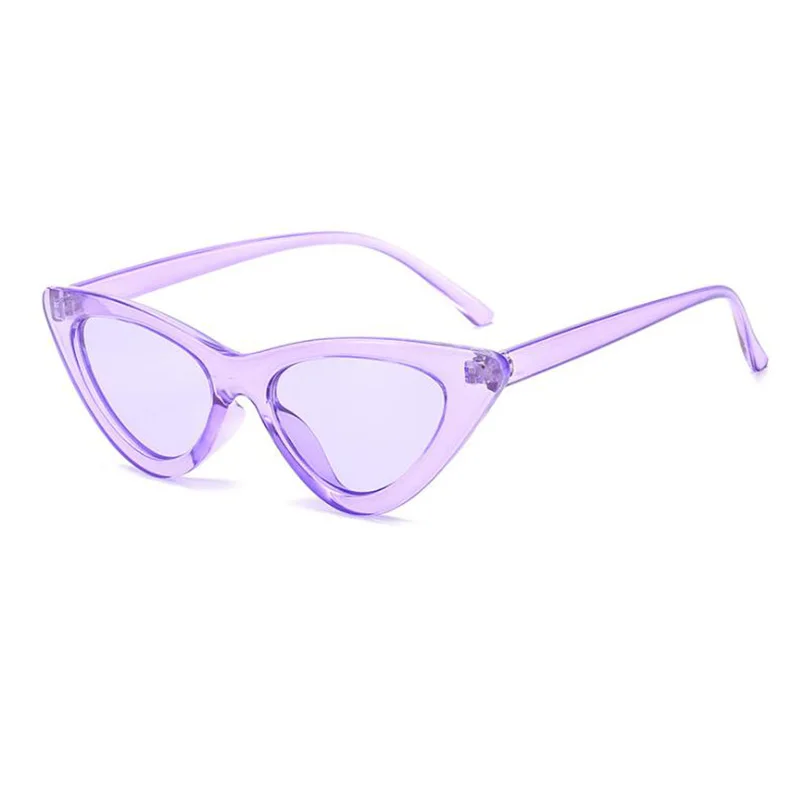 Purple Purple Горячая Мода высокого качества милые сексуальные женские солнцезащитные очки кошачий глаз женские брендовые дизайнерские винтажные маленькие Солнцезащитные очки женские гафы - Цвет линз: Purple Purple