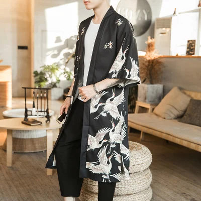 Yukata haori men Japanese kimono cardigan men samurai costume clothing kimono jacket mens shirt yukata haori