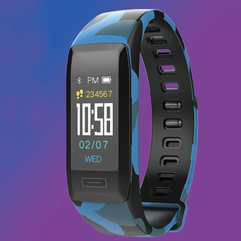 

Electronic Fitness Tracker Colorful Screen Camouflage Pattern Activity Smart Bracelet Multifunctional Heart Rate For Android