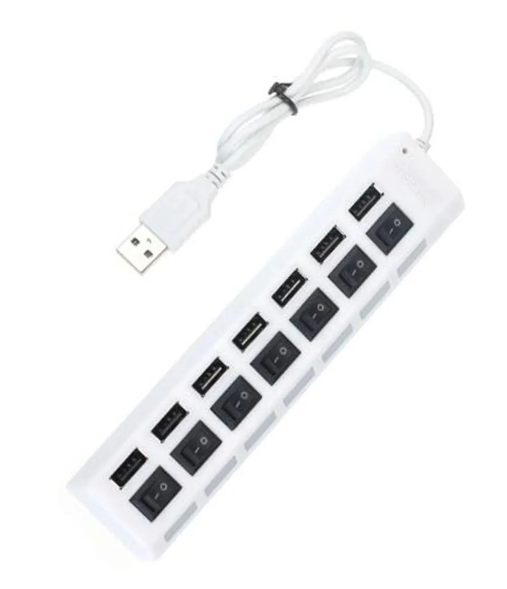 7 портов светодиодный USB 2,0 адаптер концентратор питания вкл/выкл переключатель для ПК ноутбук с системой windows