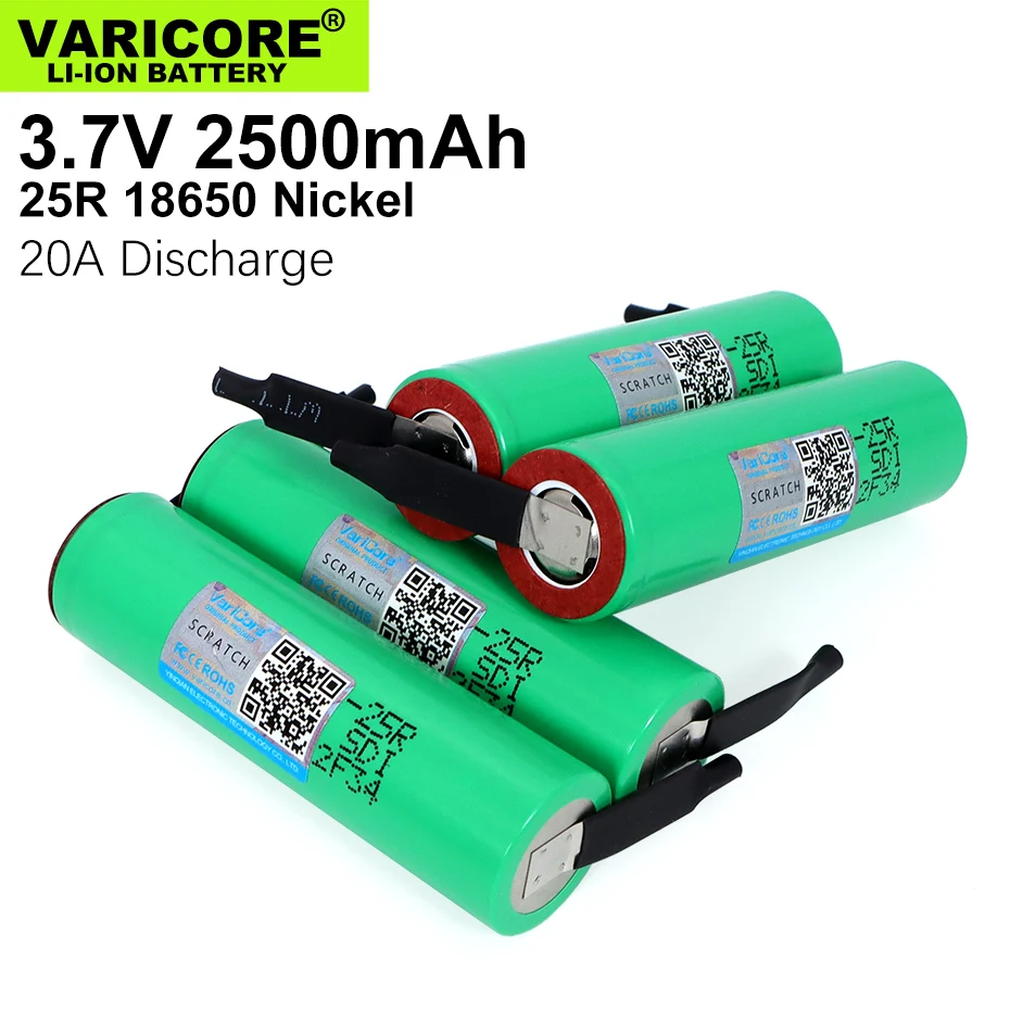 1 10 шт. Φ 18650 2500 мАч аккумулятор INR1865025R 3 6 в разряд 20 А специальный + никель своими