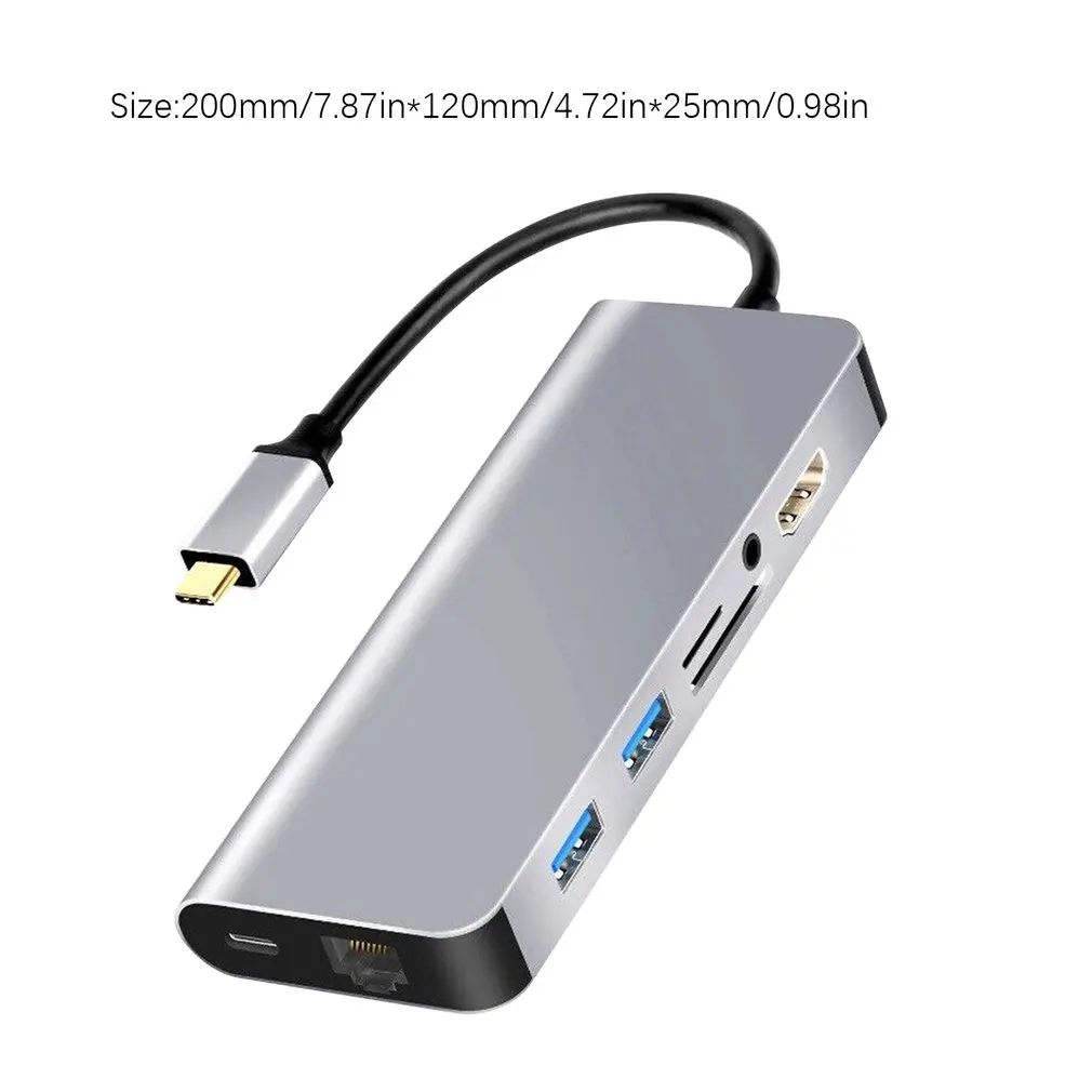8 в 1 USB-C-type-C USB3.0 HDMI 4K VGA RJ45 адаптер концентратор Многофункциональный Док-станция серый для Mackbook адаптер