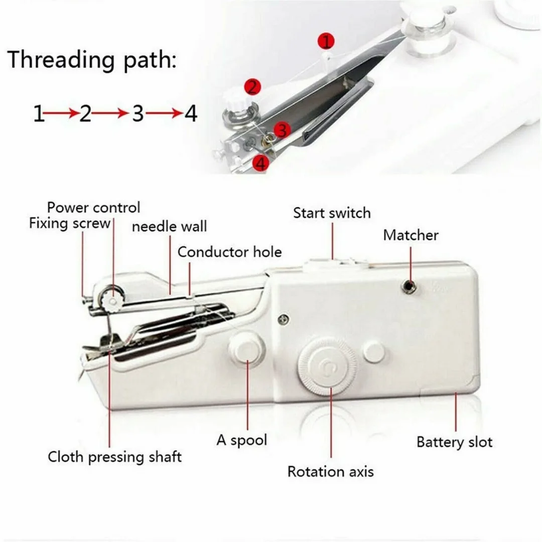 Home Travel Mini Portable Hand Held Single Stitch Fabric Sewing Machine Cordless Hand Held Sewing Machine