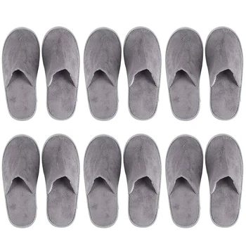 

6-Pairs Disposable Slippers, Great for Hotel, Spa, Nail Salon Use-Non-Slip-Grey-Fits Up to US Men's Size 11 and US Women's Size