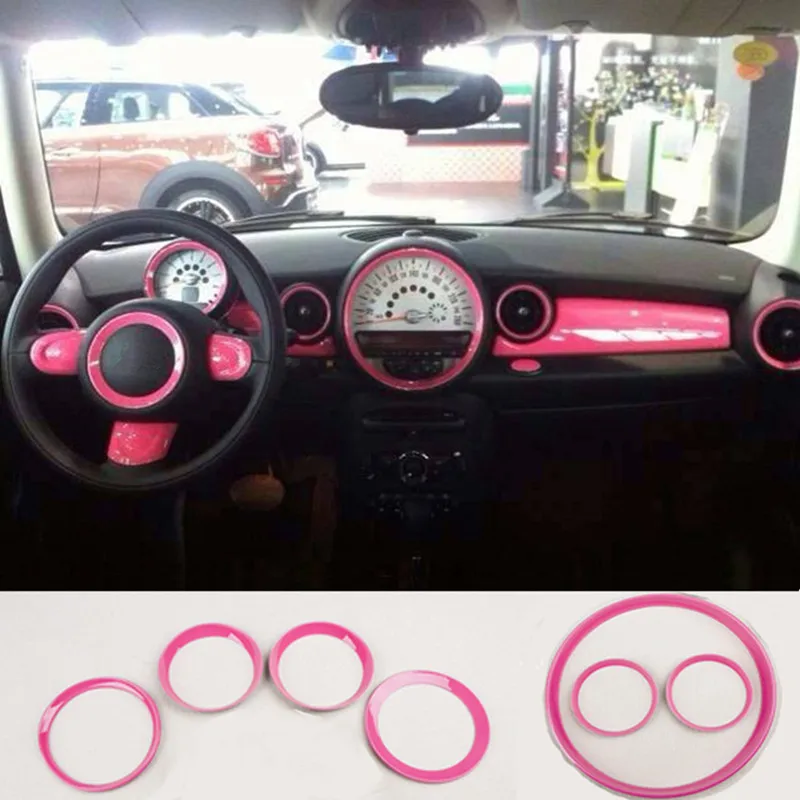 7pcs Car Interior Mouldings Tachometer Meter Cover Outlets Trim For Mini Cooper R55 R56 2007 2008 2009 2010 2011 2012 2013