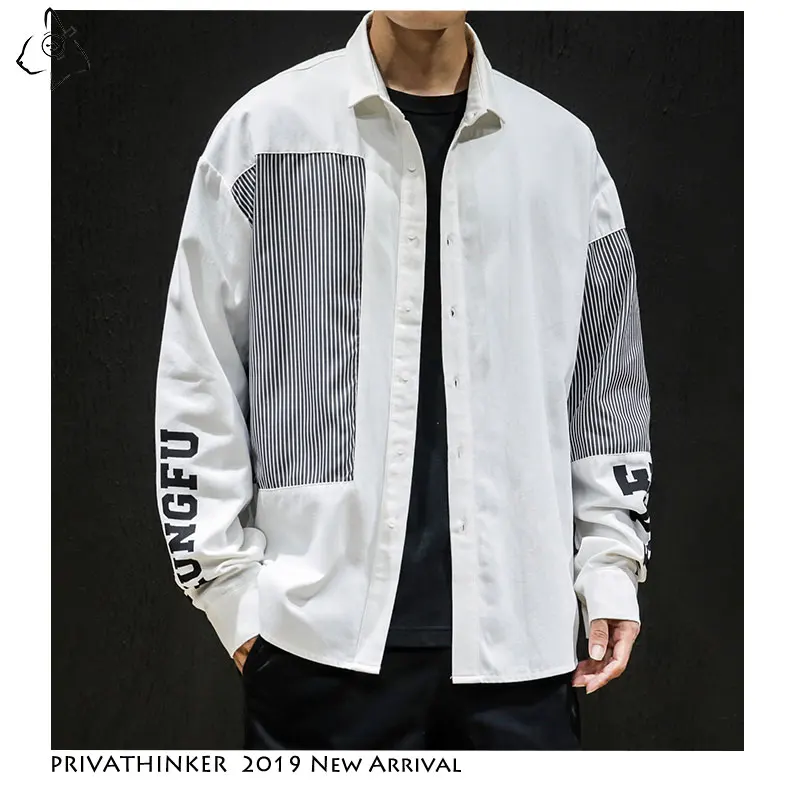 Privathinker Men Autumn Patchwork Long-sleeved Shirts 2020 Mens Cotton Loose Male Oversize Korean Clothes Fashions | Мужская одежда