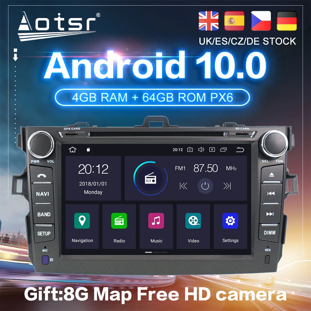 Android 10.0 PX6 For Toyota Corolla 10 E140 E150 2006+ Car GPS Navigation Radio Auto Stereo DVD Multimedia Player HeadUnit 2Din