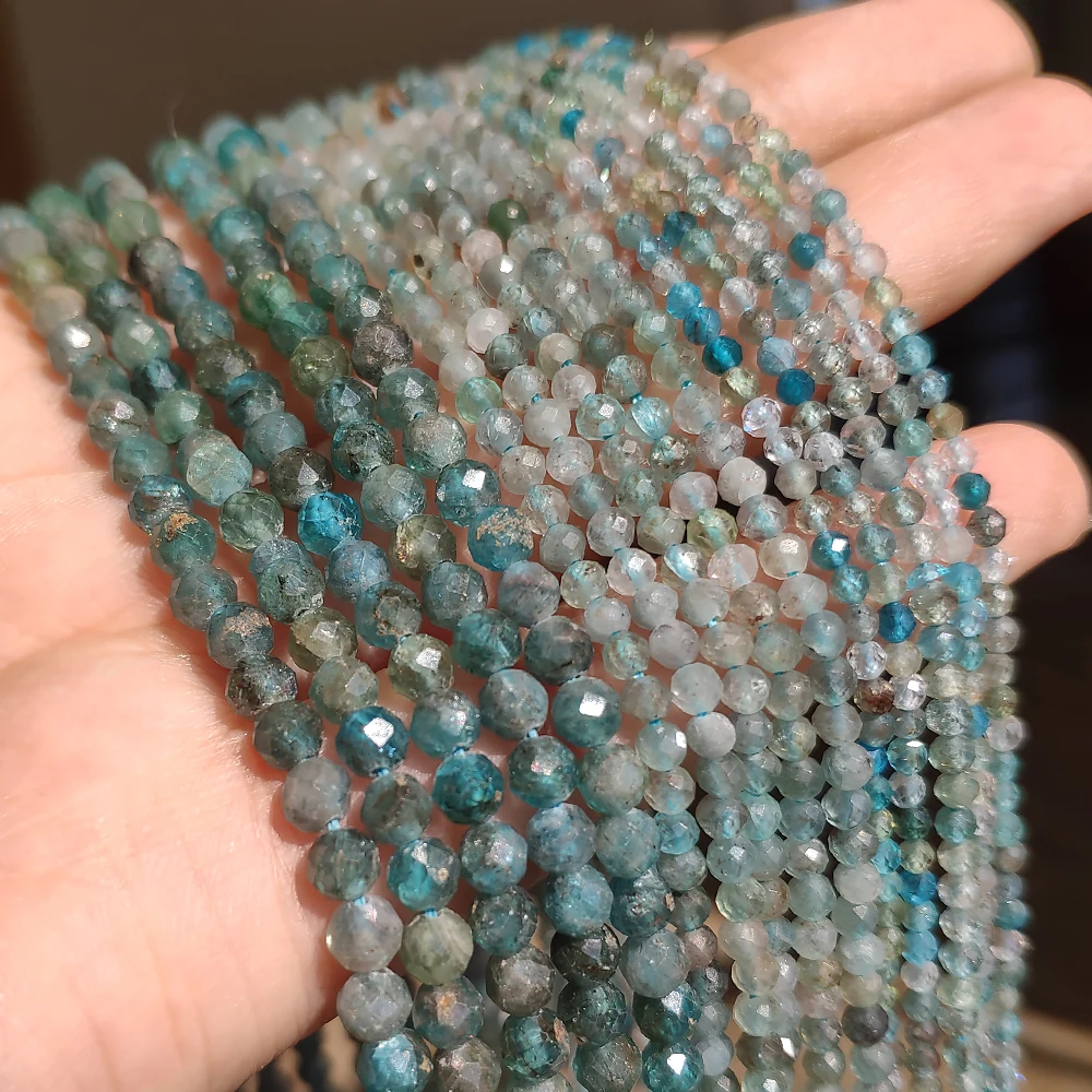 Faceted Blue Natural Sandstone Beads for Jewelry Making - Handmade Waist Beads, Women's Stone Beads Collection