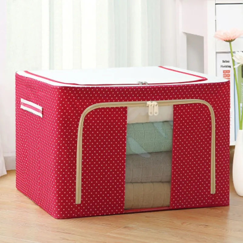 Oxford Cloth Steel Frame Storage Box For Clothes Bed Sheets Blanket
