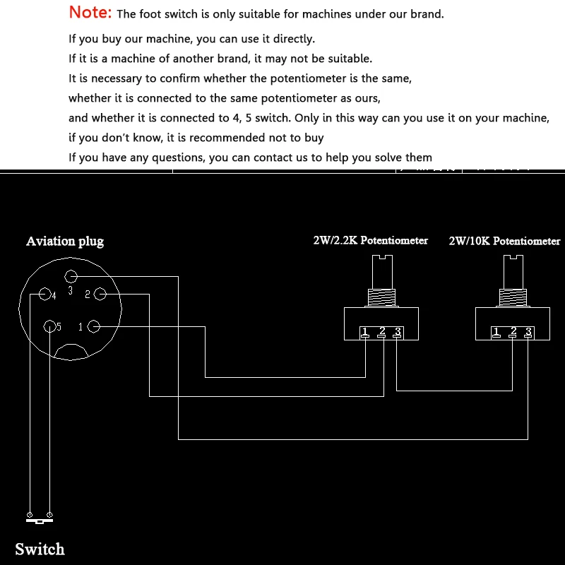 5 Pins 2M Connector Welding Foot Pedal Control Amperage TIG ...