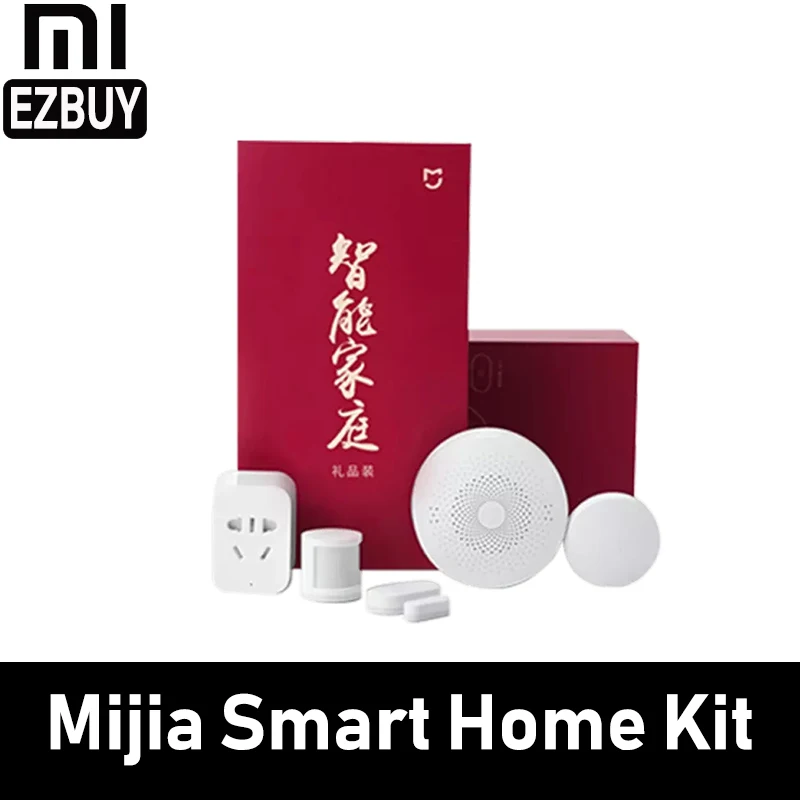 Xiaomi mijia умный дом Комплект Автоматизация 6в1 светодиодный шлюз 2 Датчик ZigBee WiFi переключатель розетка Подарочная посылка