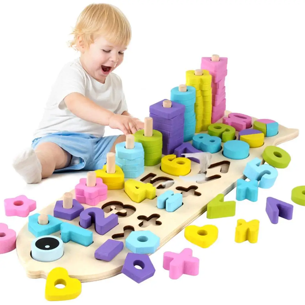 

Digital Building Blocks Fish-shaped Sorting Learning Educational Toys Colors Stacking Number Counting Boards Digital Version