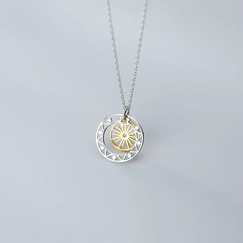 16 мм Настоящее серебро 925 пробы 925 ювелирные изделия открытый Звезда геометрический кулон ожерелье gtlx777