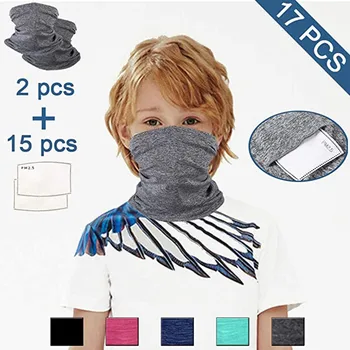 

1pcs Kids Windproof Scarf Dust Health Care Sports Face Covercotton + 17pcs Activated Carbon Filter Cotton Mouth Health Cares
