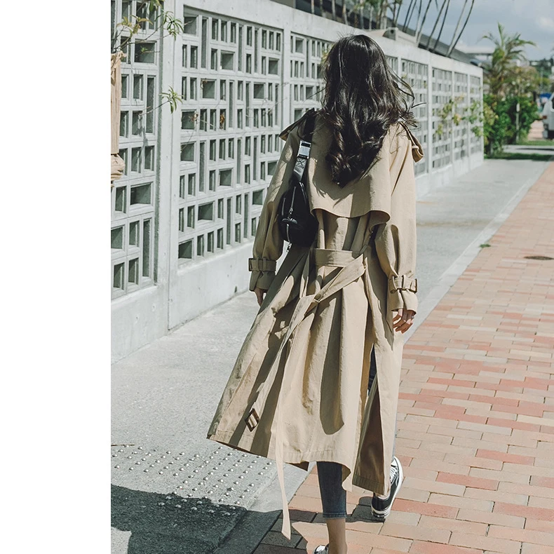 Осенний Женский Тренч с поясом Женская одежда длинное пальто цвета хаки Casaco Feminino Harajuku Abrigo Mujer Тренч Femme