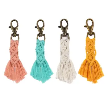 

Mini Macrame Keychains Boho Macrame Bag Charms with Tassels Handcrafted Accessory for Car Key Purse Phone Wallet Unique Wedding