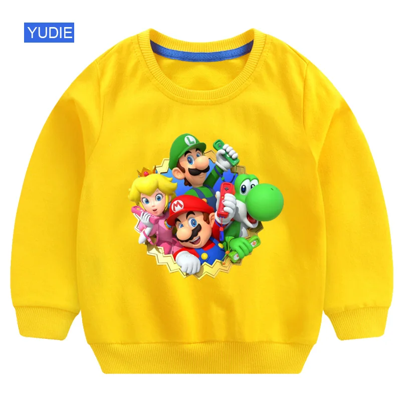 Г. Осенние детские толстовки для мальчиков; свитер для маленьких девочек; повседневные толстовки с принтом «Супер Марио»; костюм Толстовка и штаны с капюшоном