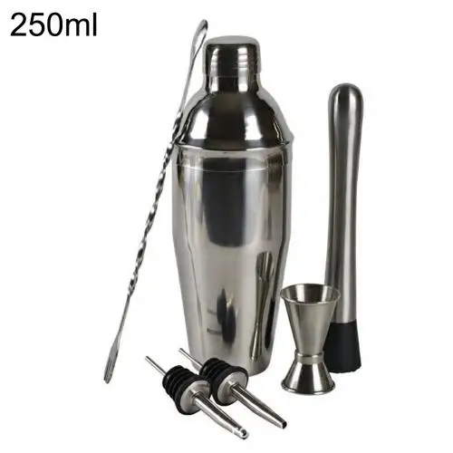250ml 6 шт./компл. Нержавеющая сталь шейкер для коктейлей, заливщик Мадлер фильтр Бар Инструмент - Цвет: 250ml