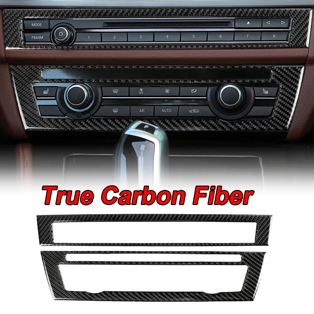 buy 2pcs Car Interior Center Console Panel Cover Trim high quality black Carbon Fiber Decorative Stickers for BMW F10 520i 525i