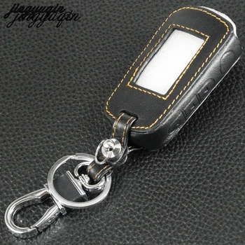 

jingyuqin Leather Starline A93 Car Key Case for A39 A63 Two Way Car Alarm Remote Controller A93 LCD Transmitter KeyChain
