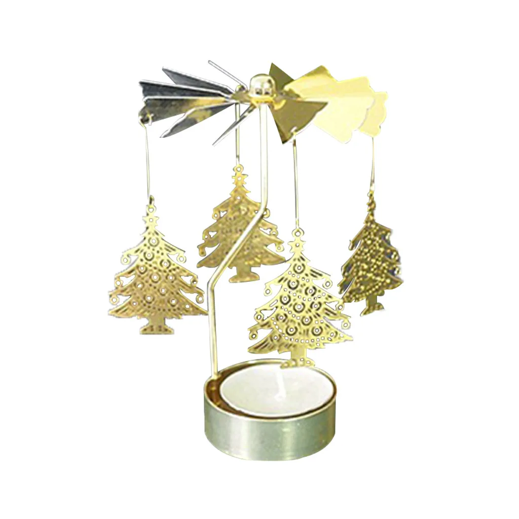Горячая вращающаяся, крутящаяся металлическая карусель, чайный светильник, подсвечник, стоячий светильник, рождественский подарок