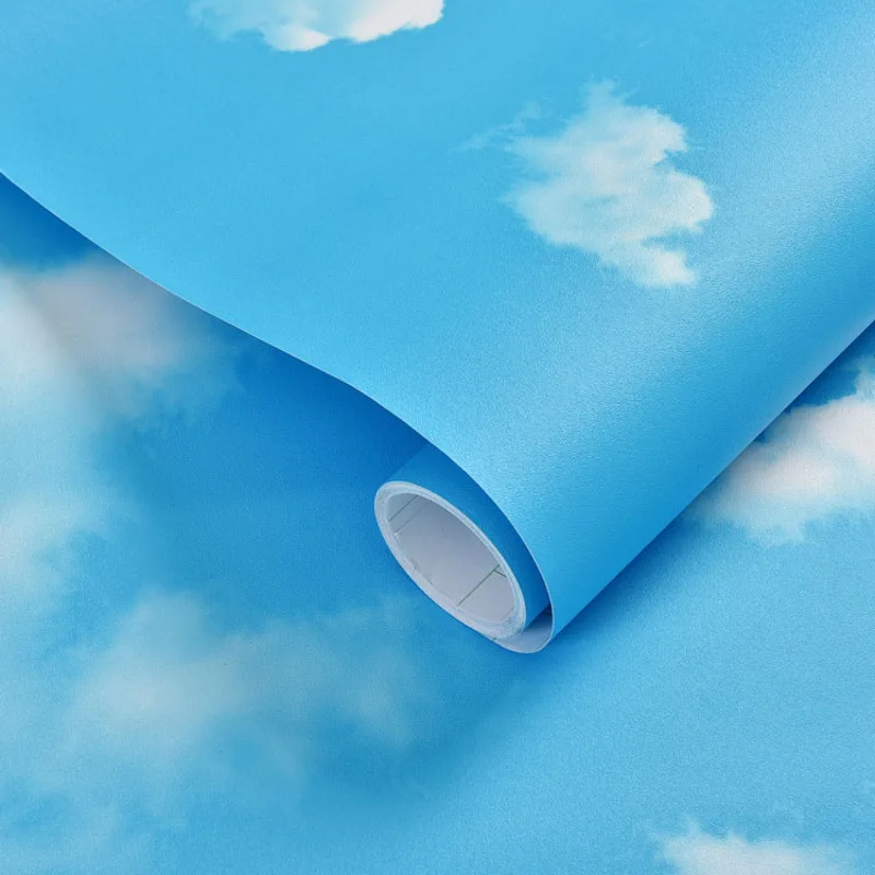 Wallpaper 3D Blue Sky And White Clouds PVC Self-adhesive Home Decoration Film Waterproof Sticker Living Room Background Mural |